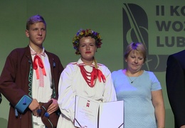 Reprezentanci Zespołu oraz Pani Ewa Chuchro - Wojewódzka Gala Kultury w Lublinie, wrzesień 2018 