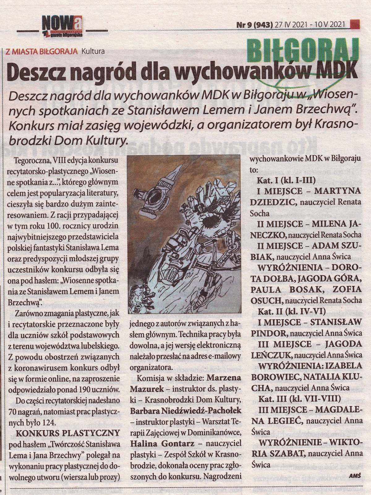 NOWA gazeta bigorajska - w artykule Deszczu nagrd dla wychowankw MDK