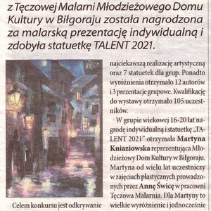 NOWA gazeta biłgorajska - w artykule przeczytasz o Martynie Kniaziowskiej ze statuetką TALENT 2021