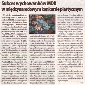 NOWA gazeta biłgorajska - w artykule przeczytasz o sukcesie wychowanków MDK w międzynarodowym konkursie plastycznym