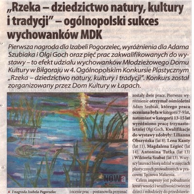 Rzeka - dziedzictwo nautyr, kultury i tradycji - ogólnopolski sukces wychowanków MDK