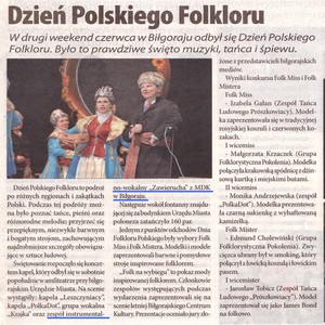 NOWA gazeta biłgorajska - w artykule przeczytasz o relacji z wydarzenia - Dzień Polskiego Folkloru